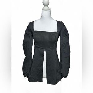 Zara Black Square Neck Blouse